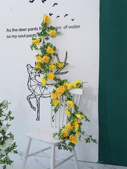 170cm Yellow Artificial Daisy Chrysanthemum Flowers Wall Hanging Vines String Garland Wreath for Outdoor Home Garden Decoration (Yellow)