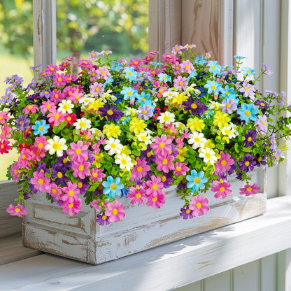 Artificial Flowers for Outdoor Decoration, 6 Bundles UV Resistant Artificial Daisies Silk Wild Flower Fake Flowers for Outside Front Porch Patio Garden Window Box Planters Decor(12 color mixing)