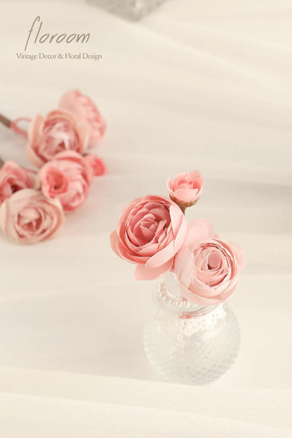 Classic Dusty Rose Artificial Ranunculus Home Decor Set