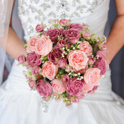 Artificial Peonies Silk Flowers, Pink Faux Peony Bouquet 4 Bundles Florals Arrangements Decor for Farmhouse Home Boho Wedding Table Centerpiece, Fake Plastic Flower Bulk for Vase Decoration (Mix Pink)