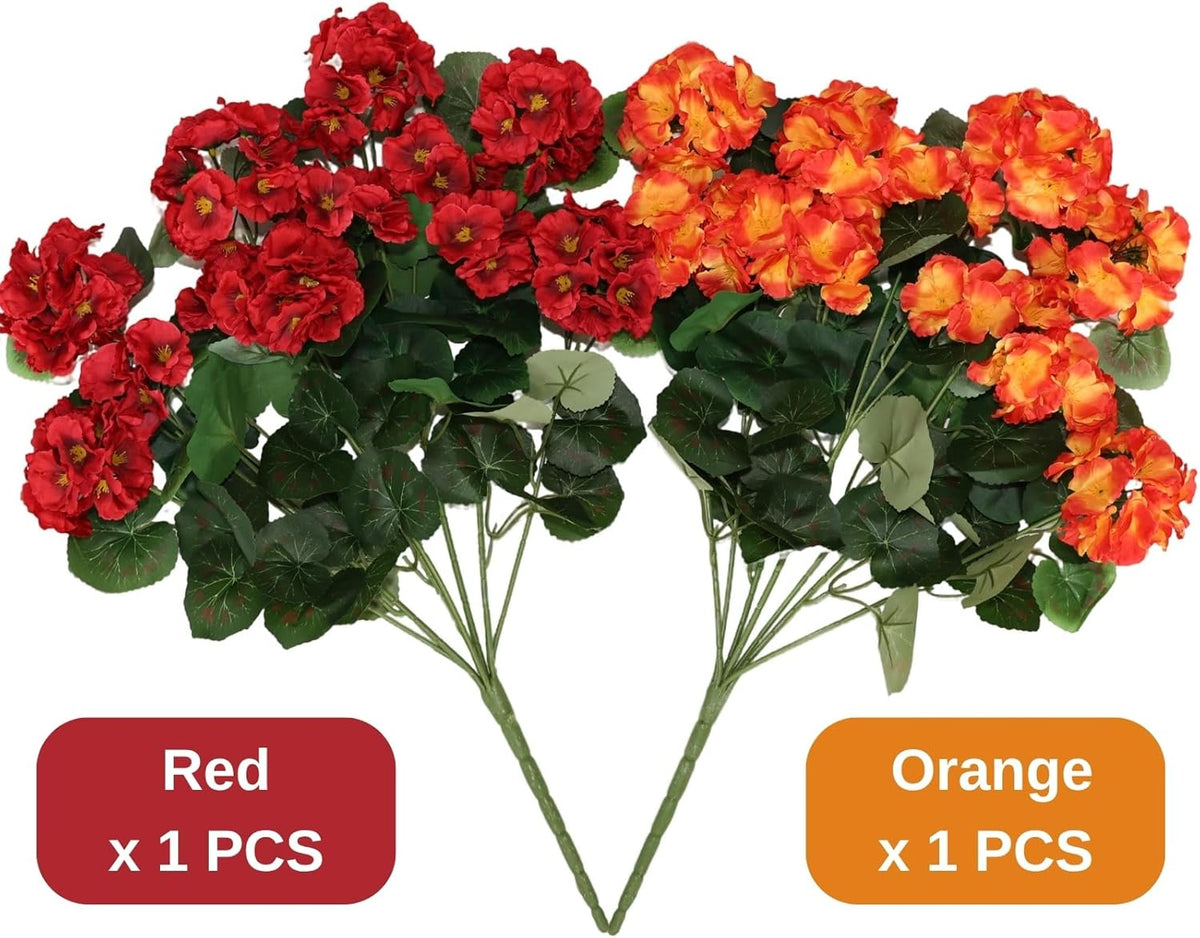 Deluxe Artificial Geranium Silk Blooms Indoor Decor Display