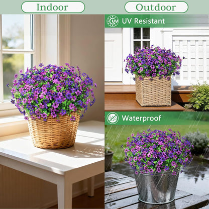 12 Bundles UV Resistant Artificial Flowers - Realistic Faux Silk Daisy with Eucalyptus Stems