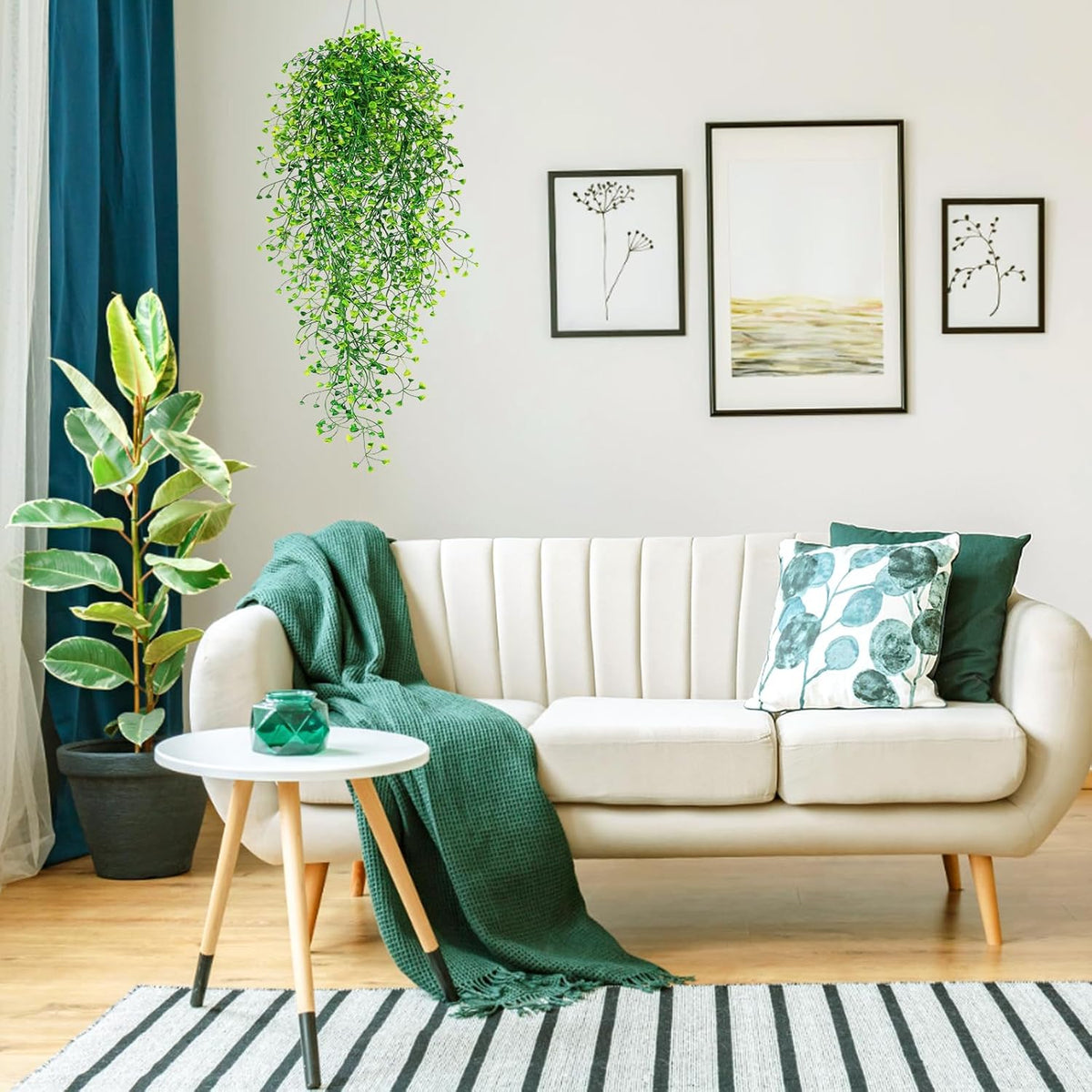 Fake Hanging Plants, 3 Pcs Faux Hanging Plants, Artificial Plants Ferns Ivy Vine for Wall House Indoor Outdoor Room Home Decor