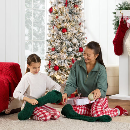 Timeless Prelit Flocked Pencil Warm Holiday Decor Set