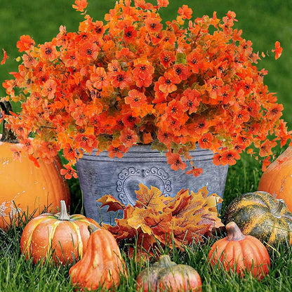 18 Pcs Artificial Mums Flowers Outdoor Plastic Fall Flowers Fake Mums Autumn Greenery Flower for Porch Window Box Farmhouse Thanksgiving Home Decor ((18, Orange)