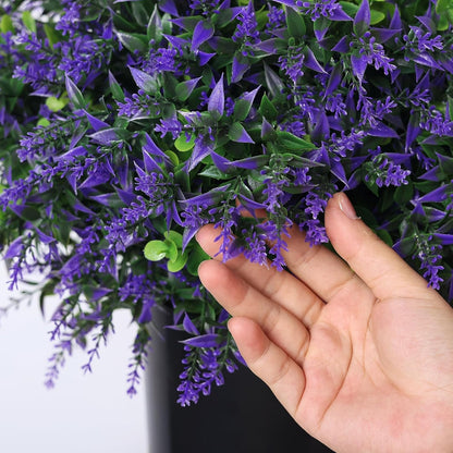 Set of 2 Artificial Eucalyptus Leaf & Lavender Topiary Trees for Front Door - UV Protection Faux Topiary Trees Fake Greenery Plant with Black Flowerpot for Farmhouse, Home, Outdoor Decor