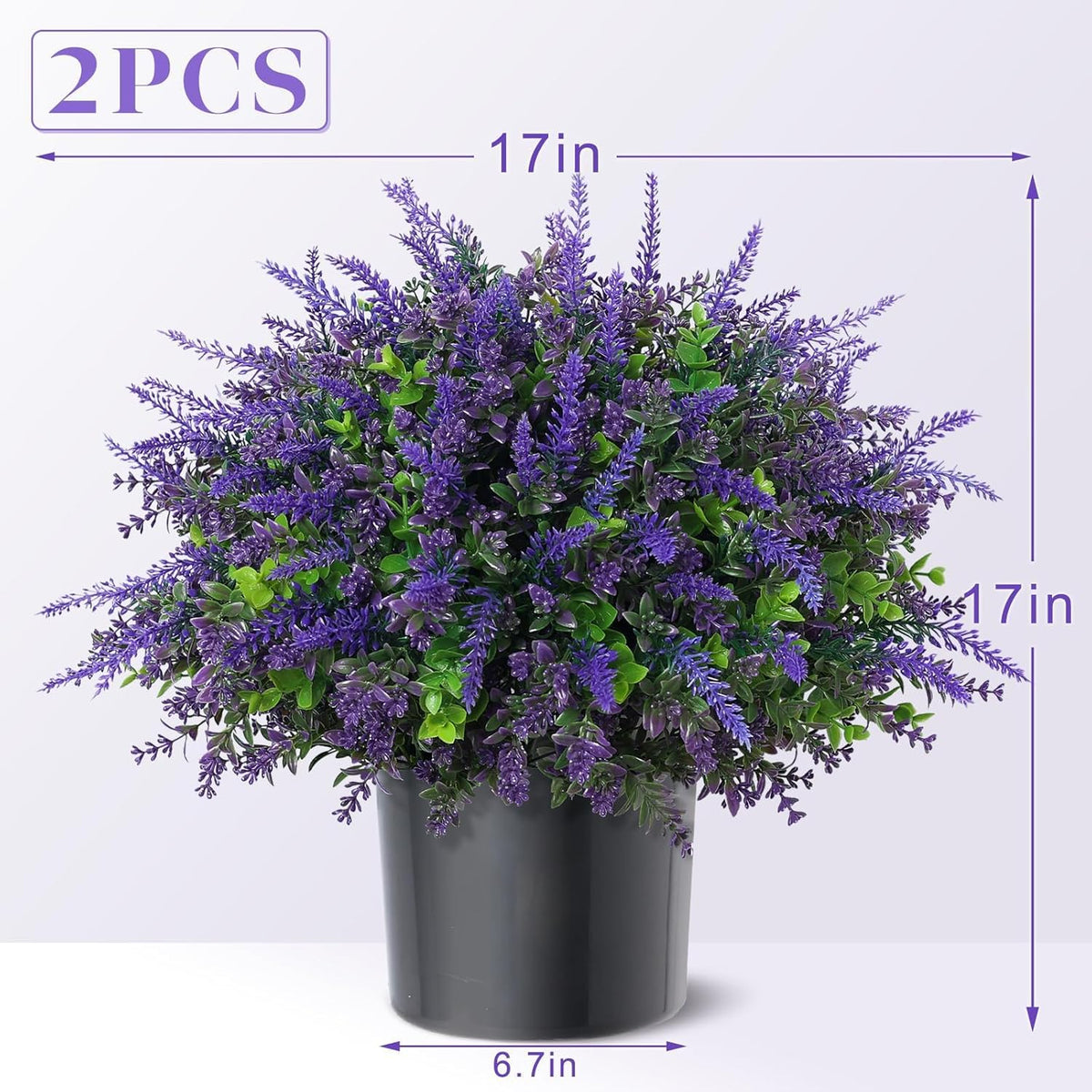 2 Sets Artificial Eucalyptus & Lavender Topiary Trees for Front Door - UV Resistant Potted Faux Plants