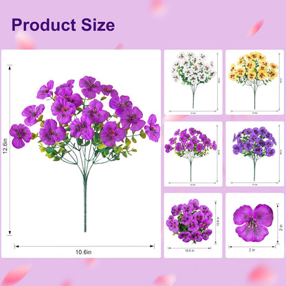 Ivydale 20PCS Fake Artificial Pansy Flowers for Outdoors Spring Decor, Faux Silk Pansies UV Resistant Plants for Front Door Porch Yard Patio Window Box Home Decor (Fuchsia Purple Yellow White)