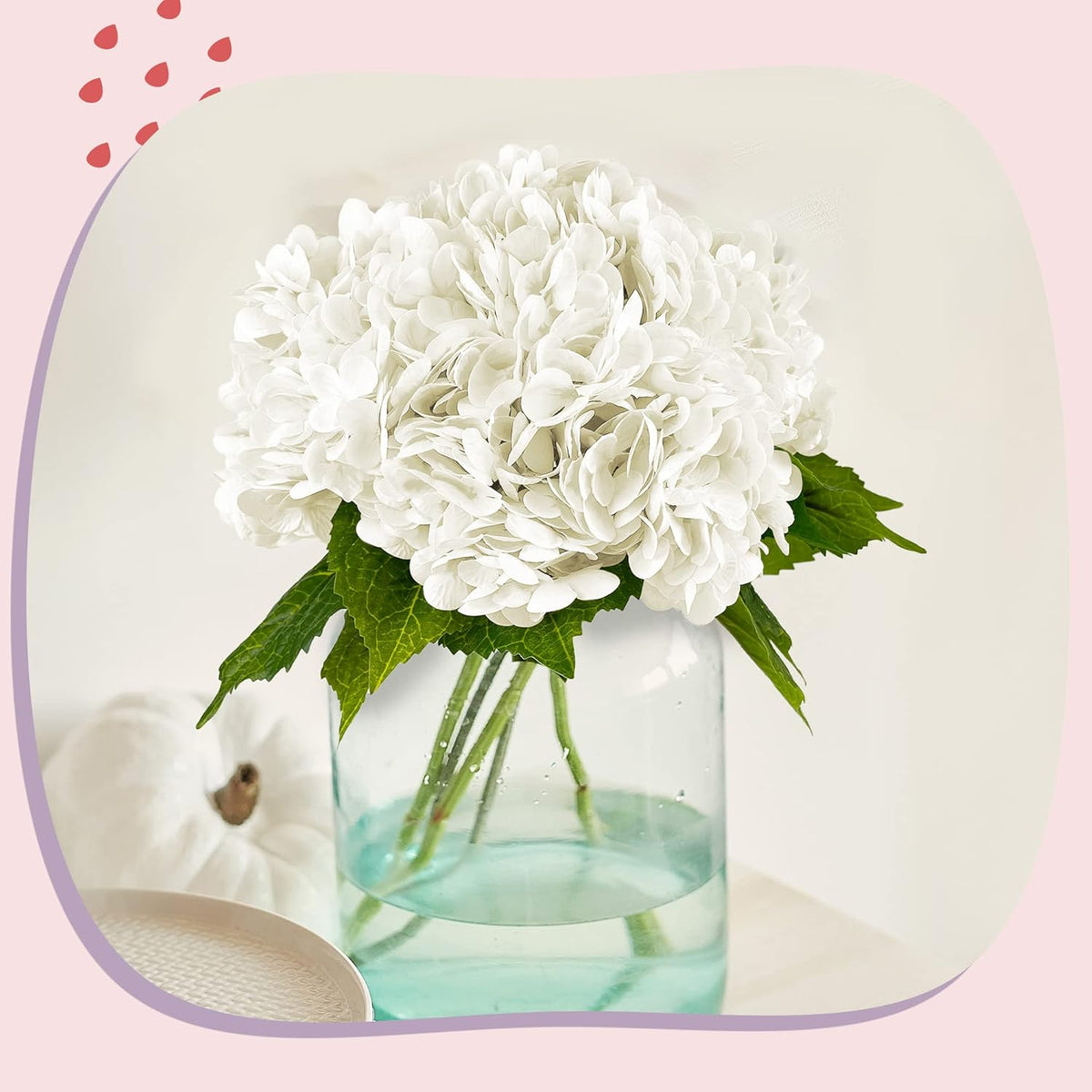 Yatim 21In White Artificial Hydrangea Flowers 5 Pcs Real Touch 3D Print Latex Flowers for Wedding Centerpieces Bouquets DIY Floral Decor Home Decoration with Stems