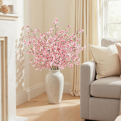 Uieke Silk Cherry Blossom Branches, 40.5in Artificial Cherry Blossom Flowers Long Stems Fake Flowers Vase Arrangements for Wedding Home Japanese Decor, Set of 3, Pink