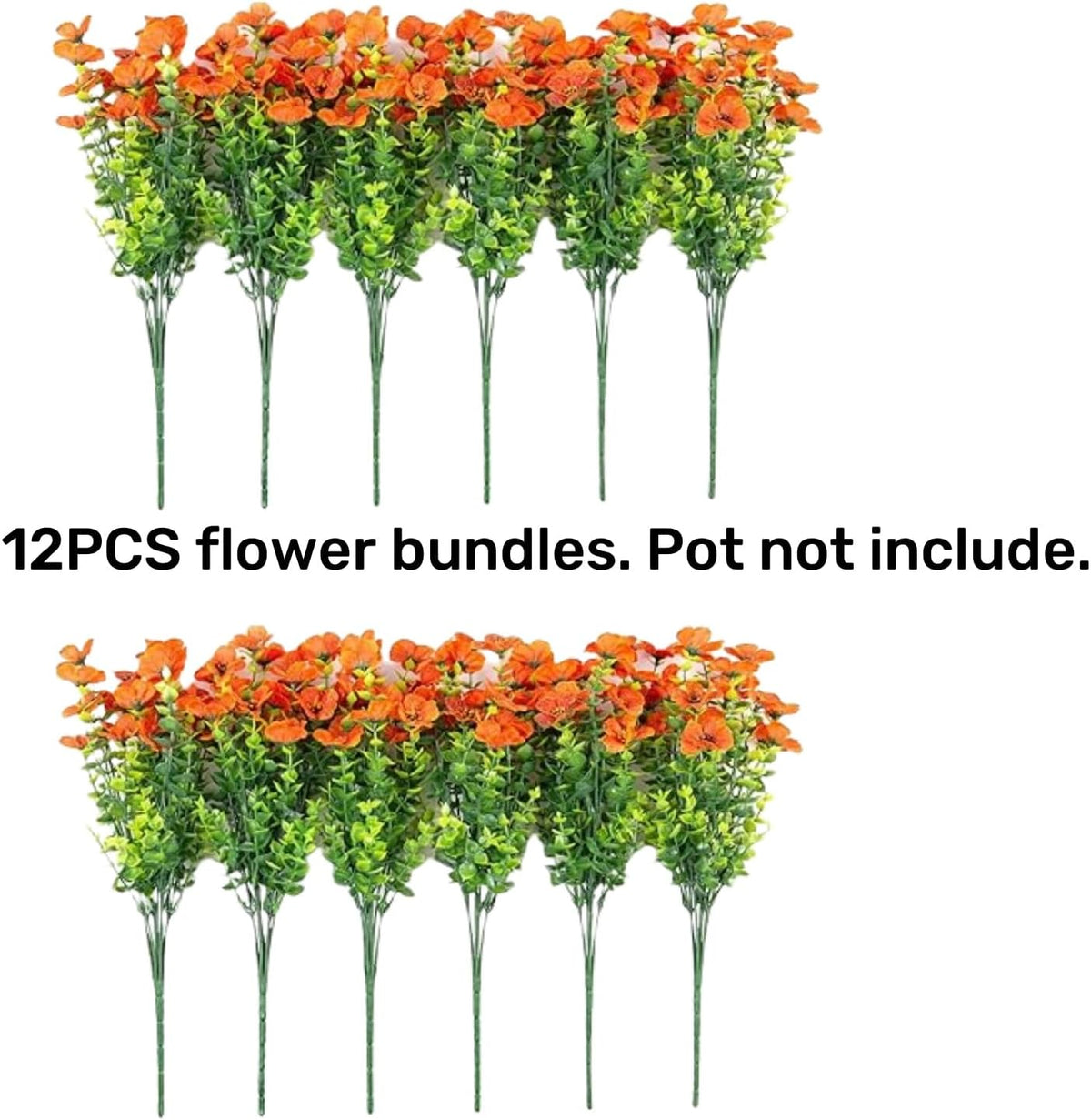 florisso Artificial Fake Fall Mums Flowers Plants for Outdoor Outside Decoration, 12 Bundles Faux Silk Orange Daisy UV Resistant Look Real for Autumn Front Door Porch Planter Patio Garden Home