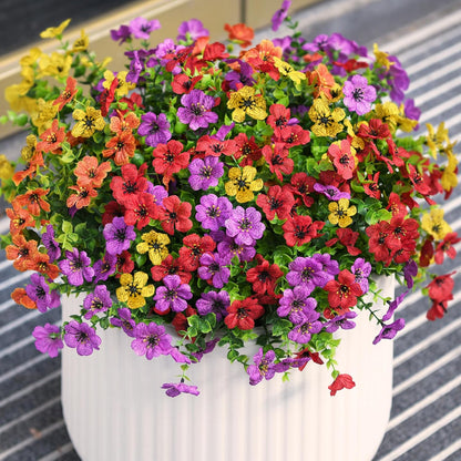 INQCMY Artificial Flowers for Outdoors Faux Plants Outdoor Fake Flowers Spring Decoration, 12 Bundles Faux Silk Colorful Daisy Realistic UV Resistant for Outside Home Planter Window Porch Patio Yard