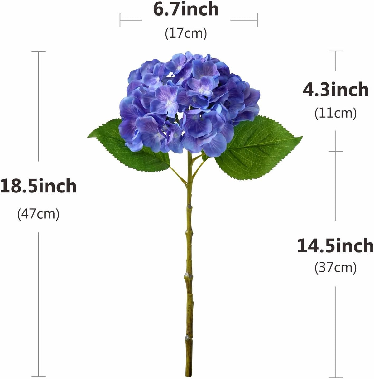 5 Pcs Hydrangea Artificial Flowers, Faux Silk Hydrangea Flores with Stems, Fake Flowers for Wedding Bouquet Kitchen Home Office Party Coffee Tables Vase Outdoor Decor (Purple, 18.5 Inches)