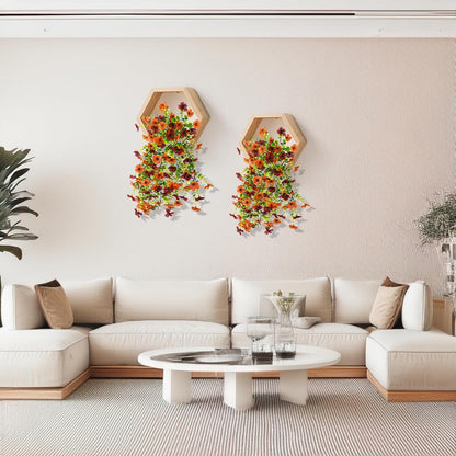 Artificial Hanging Flowers Plants for Outdoor Fall Decoration, 2PCS Faux Silk Daisy UV Resistant Look Real for Outside Home Indoor Planter Porch Window Yard Mums Autumn Decor(Orange Brown)