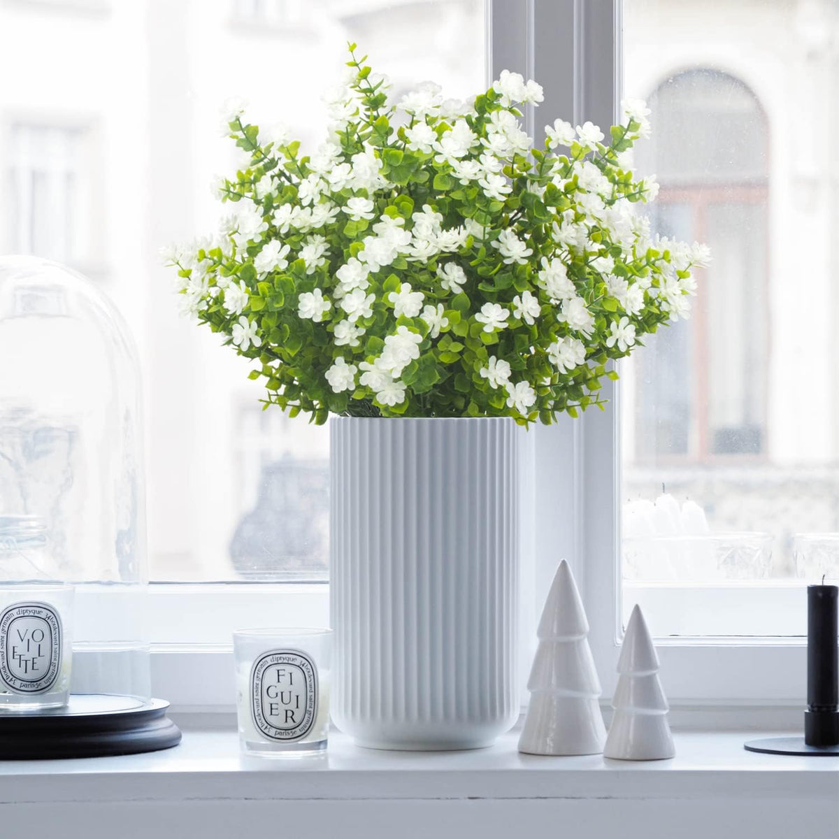Seasonal Bundles White Faux UV Home Decor Arrangement