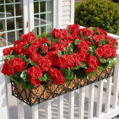Alupssuc 8 Pcs Artificial Geranium Flowers for Outdoors Decoration Silk Floral, UV Resistant Fake Plants, Faux Flower for Porch Garden Table Centerpieces Home Indoor and Outdoor Spring Decor (8, Red)