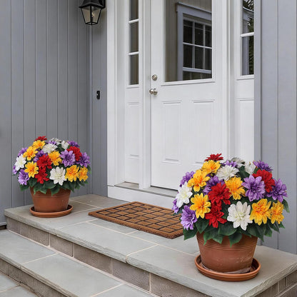 VIERENA 16 Bundles Artificial Dahlia Flowers for Outdoors Spring Summer Decor, No Fade Silk Flower Faux Dahlias Plant Arrangement for Home Garden Balcony Farmhouse（Mixed Color）