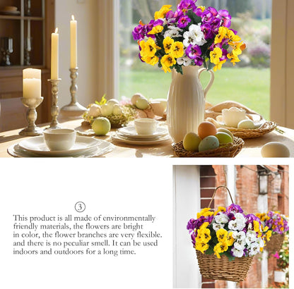Festive Artificial Pansies Resistant Silk Outdoor Decor Statement