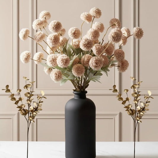 Stylish Beige Silk Mum Eucalyptus Home Decor Assortment
