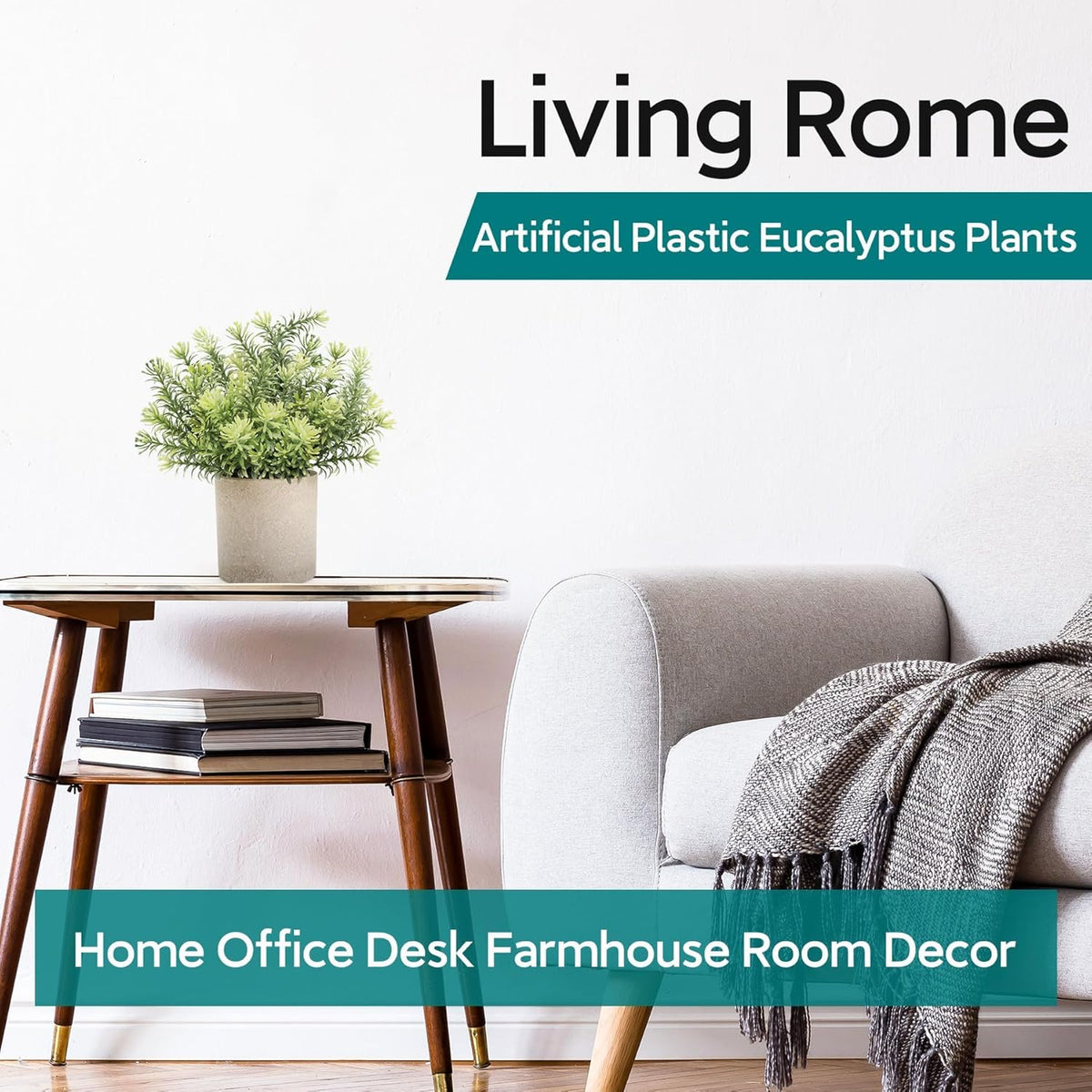 Der Rose 3 Pack Mini Potted Fake Plants Artificial Plastic Eucalyptus Plants Topiaries for Home Office Desk Farmhouse Shelf Room Bathroom Decor(Sage Green)