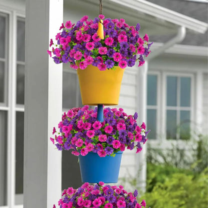 12 Bundles Morning Glory Artificial Flowers for Outdoor Decoration UV Resistant Fake Plastic Plants Artificial Greenery for Indoor Outdoor Garden Patio Window Box Home Decor