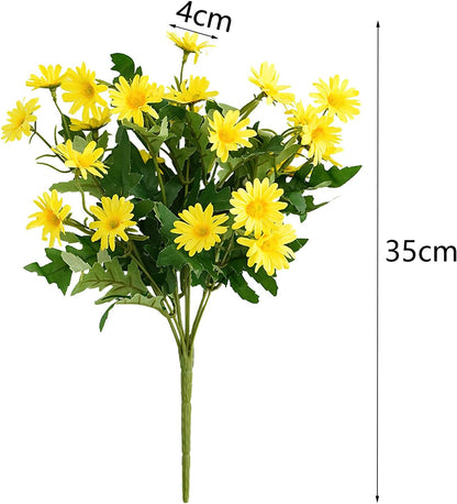 LGEGE Artificial Daisy Flowers for Outdoor - 2 Bundles Yellow Daisy Flower Bulk, Perfect Decoration for Table Windowsill Porch