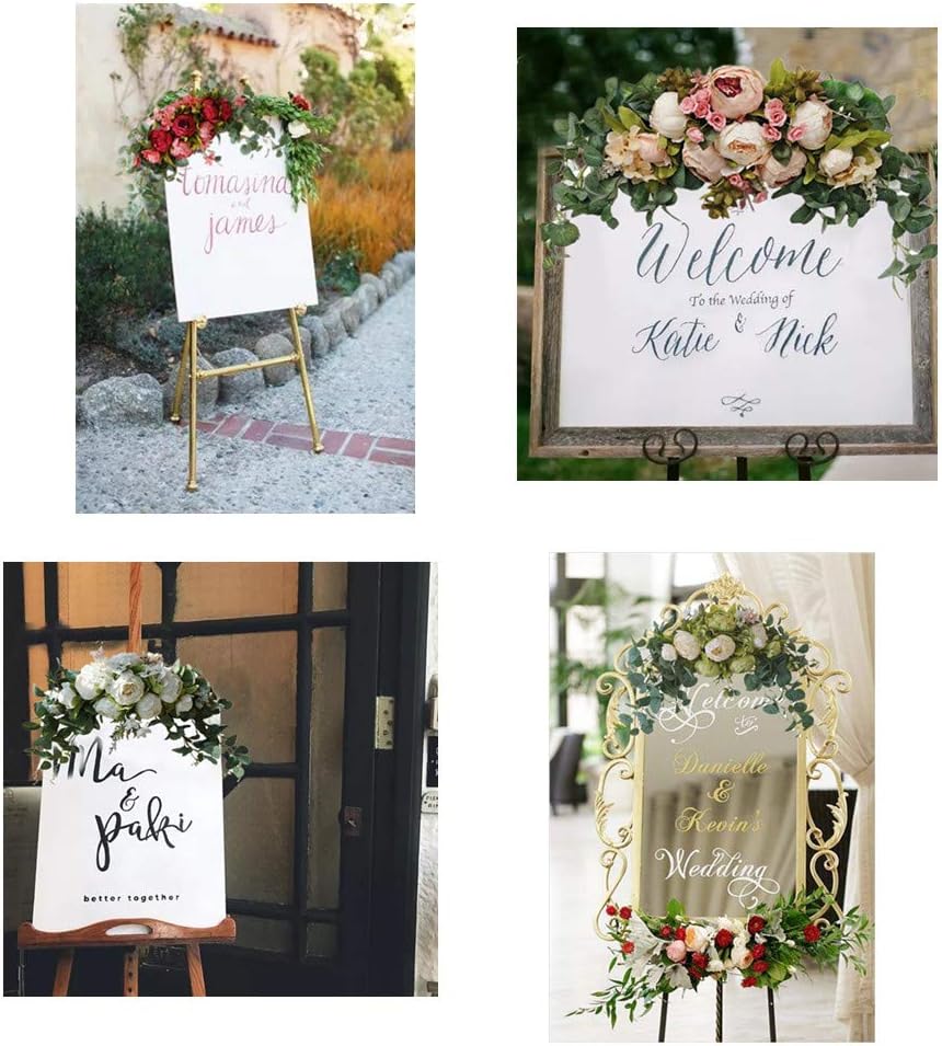 Wedding Arch Flowers, 30 Inch Rustic Artificial Floral Swag for Door Lintel, Green Leaves Rose Peony Sunflowers Table Centerpieces Home Decoration