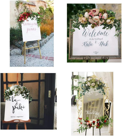 Wedding Arch Flowers, 30 Inch Rustic Artificial Floral Swag for Door Lintel, Green Leaves Rose Peony Sunflowers Table Centerpieces Home Decoration