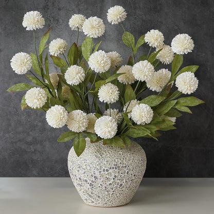 VIERENA 6 Pcs Faux Silk Pompon Mum Artificial Flowers for Vase -27", Bulk Fake Chrysanth Branches with Stems for DIY Bouquet Centerpieces Wedding Fillers Arrangements Shower Decorations (Cream)