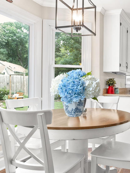 YalzoneMet Hydrangea Artificial Flowers 4 Pcs 2 White 2 Light Blue 21 inch Long Rod Real Touch Lifelike Fake Latex Hydrangea for Home Party Outdoor Wedding Gifts Christmas Decor Table Centerpiece