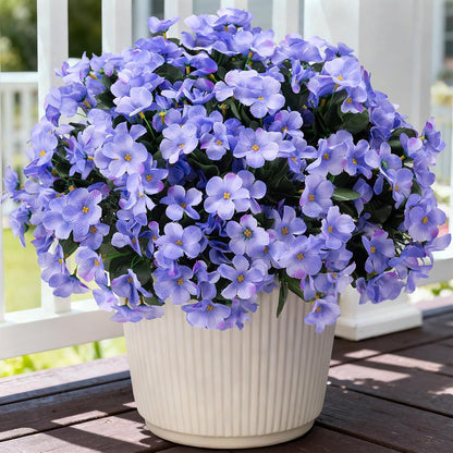 Artificial Flowers for Outdoors Decoration, 5 Bundles Faux Hydrangea UV Resistant Fake Arrangements Plants for Indoor and Outdoor Garden Front Porch Spring Summer Decor, Blue