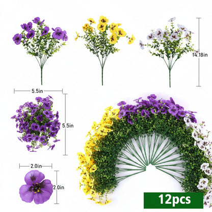 12 Pcs Sophisticated Artificial Pansy Kitchen Style Home Decor Kit