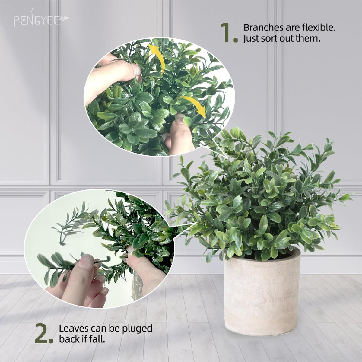4 Pack Small Fake Plants in Pulp Pots for Home Decor, Rustic Artificial Plants Indoor, Faux Plants Indoor for Bathroom Kitchen Office Desk Shelf Farmhouse Room Decor