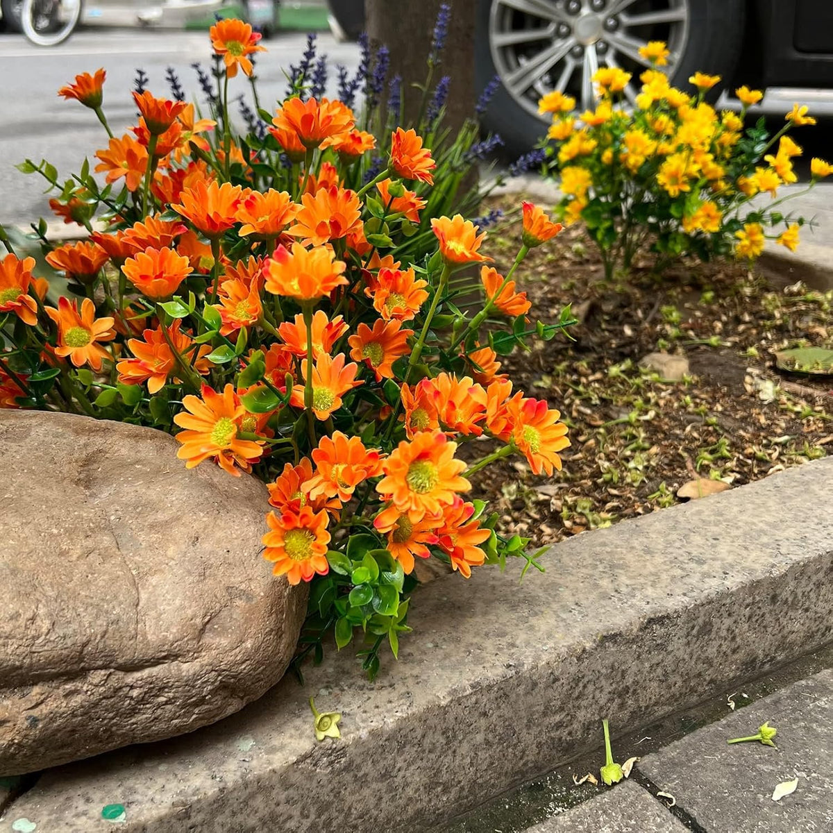 Deluxe Bundles Orange Chrysanthemum UV Home Decor Arrangement