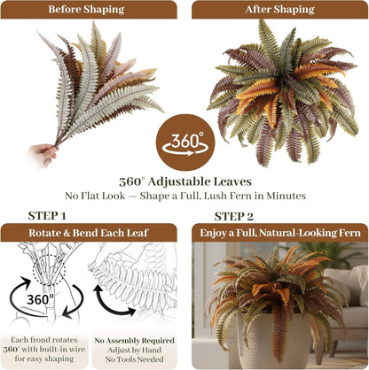 Classic Artificial Boston Ferns Rust Home Decor Kit