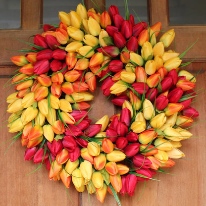 The Wreath Depot Blush Tulip Front Door Wreath 19 Inch, Gorgeous Full Spring Door Wreath Designed in USA, Measures True to Size, White Gift Box Included