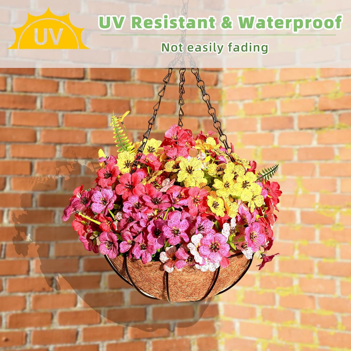 Artificial Flowers For Outdoors, 24 Bundles UV Resistant Fake Outdoor Flowers Faux Artificial Flower Plastic Plants for Outside Garden Porch Window Pot Spring Summer Home Decor (Multi Color-B, 24)
