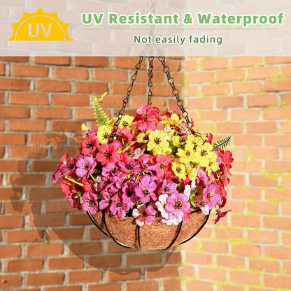 Artificial Flowers For Outdoors, 24 Bundles UV Resistant Fake Outdoor Flowers Faux Artificial Flower Plastic Plants for Outside Garden Porch Window Pot Spring Summer Home Decor (Multi Color-B, 24)