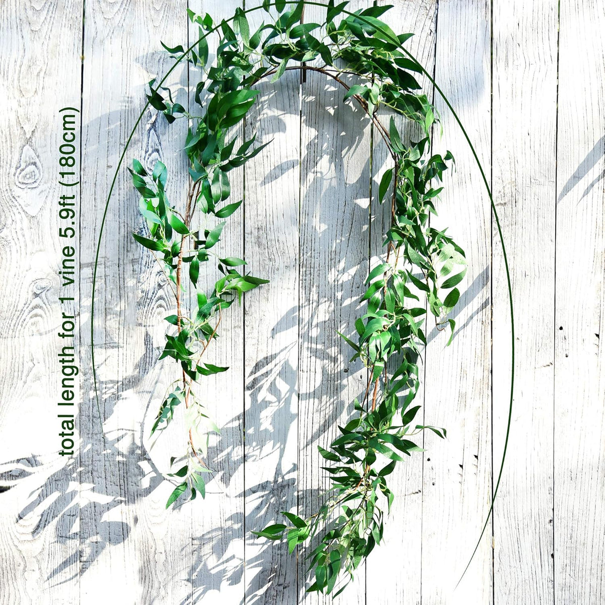 FiveSeasonStuff Artificial Natural Green Willow Garlands, Bendable Greenery Vine Leaves for Wedding Home Decoration (2 Pcs, 11.8 feet)