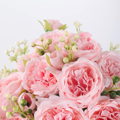 Artificial Peonies Silk Flowers, 4 Bundles Faux Peony Bouquet for Farmhouse Home Decor, Light Pink