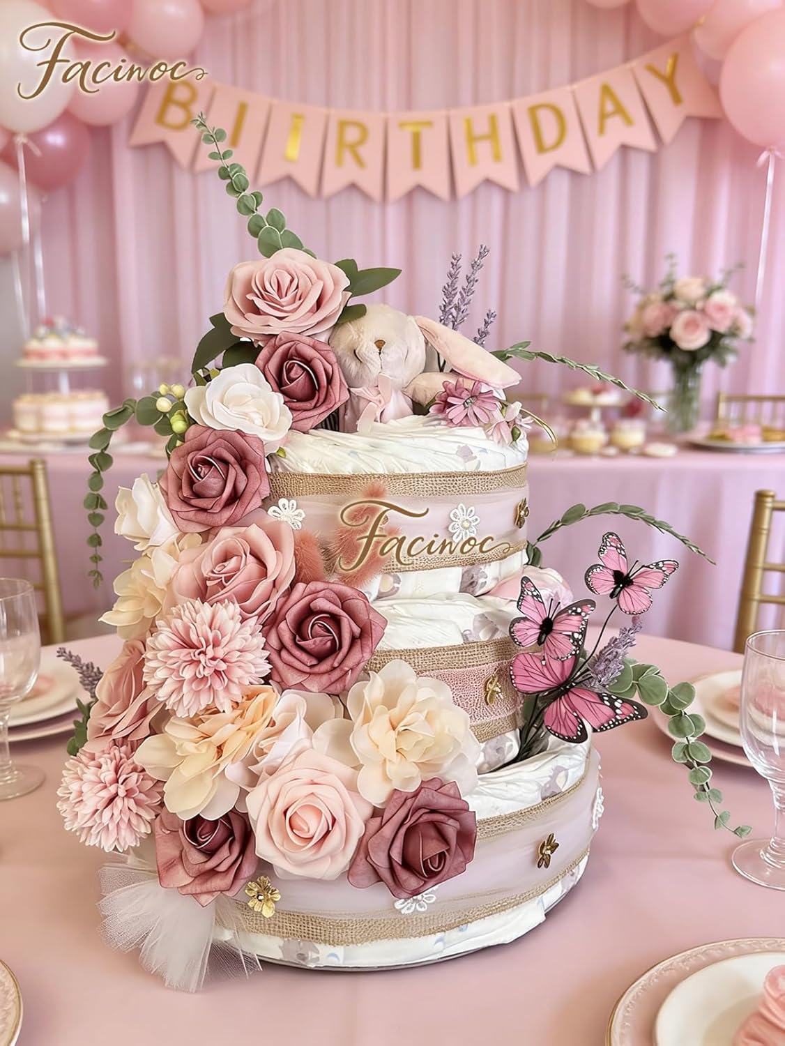 Roses Artificial Flowers Pink Bouquets Box Set for DIY Bridal Wedding Shower Decorations Fake Floral Arrangements for Party Table Centerpieces Home Decor Indoor Outdoor Dusty Blush 19 Pcs