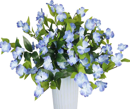 Artificial Flowers for Outdoors 2Pcs Faux Impatiens for Outdoor Planters UV Resistant Blue Silk Flowers Outside Artificial Impatiens Plants Bushes for Front Porch Patio Garden Pot Balcony Decor