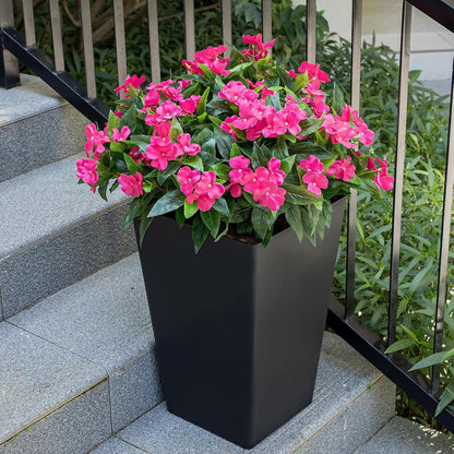 Artificial Fake Flowers for Outdoor Décor 6 Bundles UV Resistant Fake Plants for Planter Faux Impatiens for Home Porch/Garden Stunning（Rose Red）