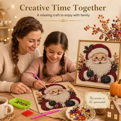 DIY Christmas Pearl Diamond Painting Art Kit with Frame, Festive Handmade Home Wall Decor