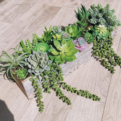 Winlyn 22 Pcs Bulk Artificial Succulents Plants Unpotted Small Aloe Hanging String of Pearls Cactus Green Fake Succulents for Succulent Garden Arrangement Centerpiece Wall Indoor Outdoor Home Decor