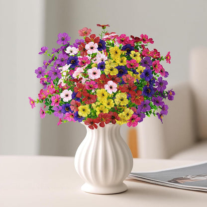Artificial Faux Flowers Plants for Outdoors Outside Spring Summer Decoration, 12 Bundles Silk Daisy Realistic Fake Flowers Plant Greenery UV Resistant for Planters Porch Patio Garden Home (6 Multicolor)