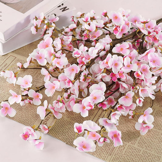 Uieke Silk Cherry Blossom Branches, 40.5in Artificial Cherry Blossom Flowers Long Stems Fake Flowers Vase Arrangements for Wedding Home Japanese Decor, Set of 3, Pink