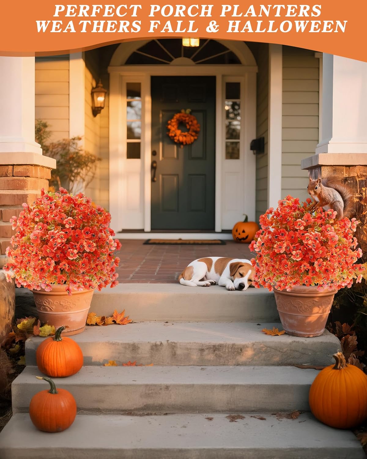 Stylish Orange Artificial Mums Topiary Home Decor Series