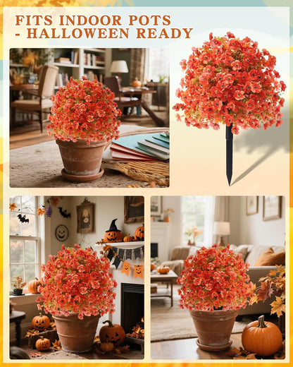 Stylish Orange Artificial Mums Topiary Home Decor Series
