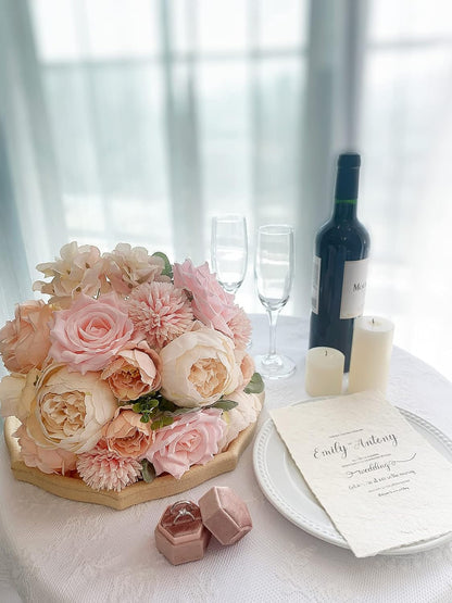 Sophisticated Pink Silk Peonies Roses Indoor Decor Kit